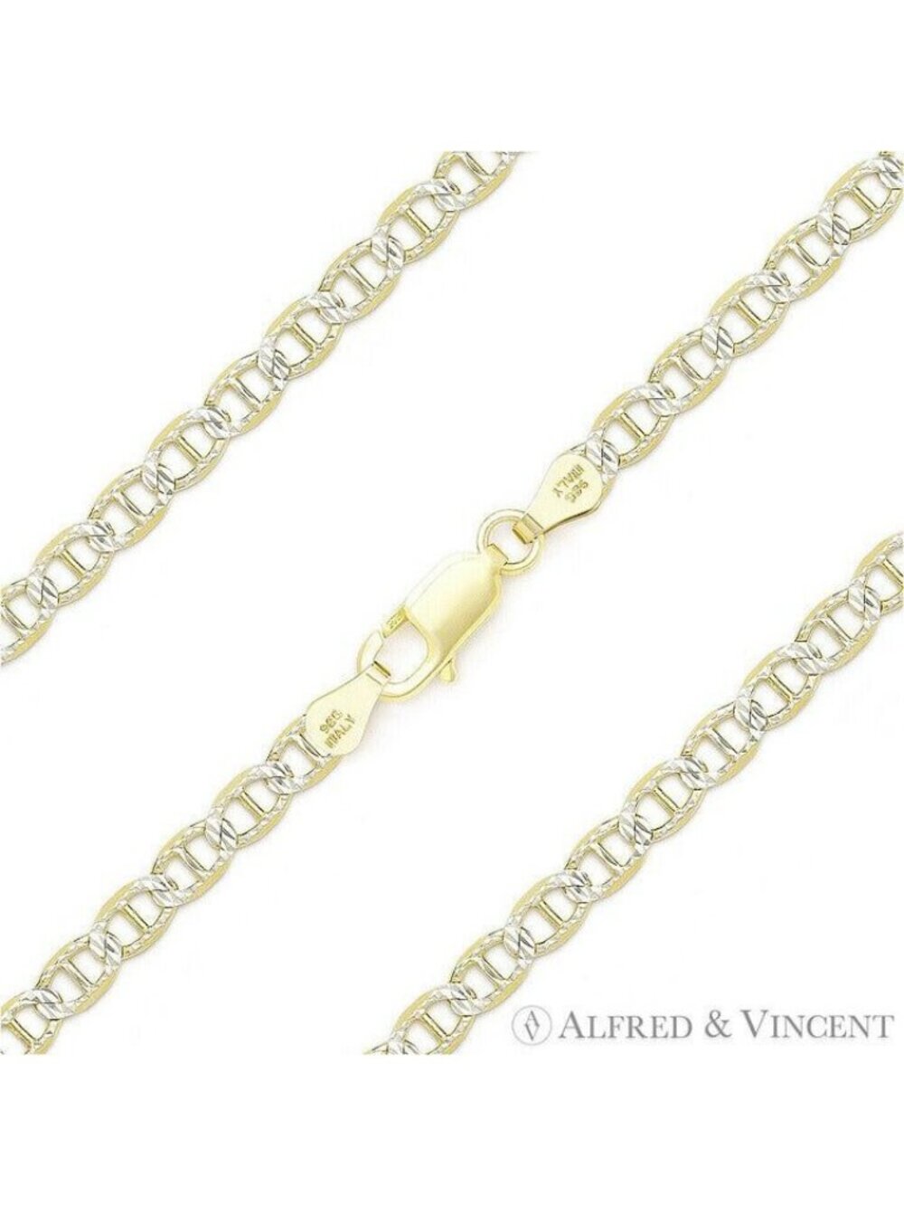 Marina Link Chain Anklet in .925 Sterling Silver w/ 14k Yellow Gold - Size 9"